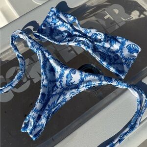 Blue and White Bikini Set
